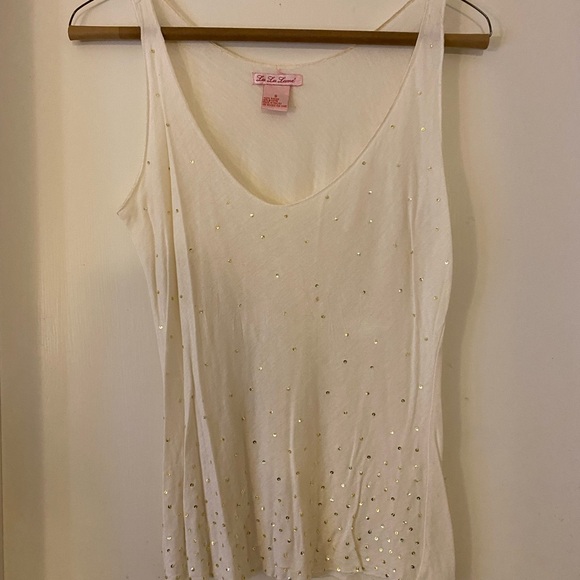 Lulu Lame cream tank with gold scatter sequin - Picture 1 of 3